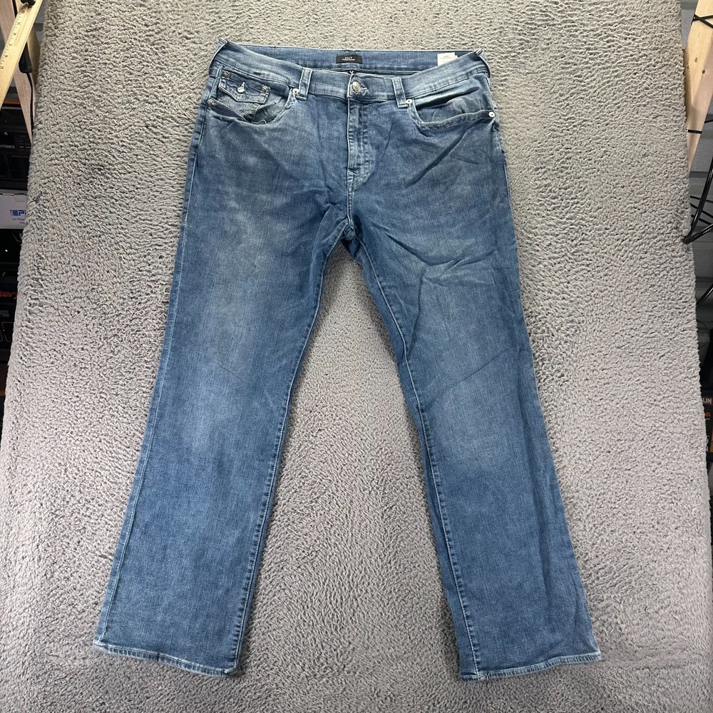 True Religion Billy Jeans Mens 42x34 Blue Cotton Denim Bootcut Relaxed Stretch